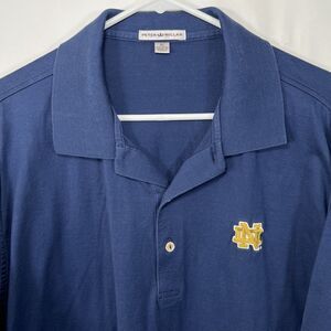VTG Notre Dame Fighting Irish Peter Millar Golf Polo Shirt Mens XL Navy SS